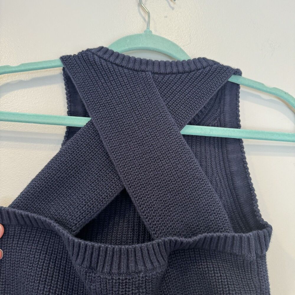 J.Crew Tank Sweater Cotton Cashmere Cross-Back Preppy Heritage Navy Women Small - Picture 4 of 9